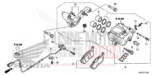 ETRIER DE FREIN ARRIERE VFR1200XDF de 2015